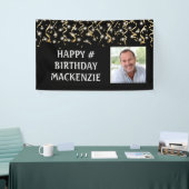 Birthday Foto Black Gold Streamers Personalisiert Banner (Messeveranstaltung)