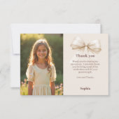 Birthday Foto bow beige Dankeskarte (Vorderseite)