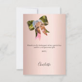 Birthday Foto bow Rose Gold Dankeskarte (Rückseite)
