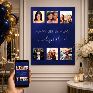 Birthday Foto Collage Marine blaue BESTE FREUNDIN Poster