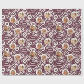 Birthday Foto Collage Retro Circles Burgundy Geschenkpapier (Flach)