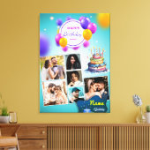 Birthday Foto Collage Stretched Canvas Print Leinwanddruck (Insitu (Wohnzimmer))