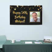 Birthday Foto Gold Stars Benutzerdefinierte Farbe Banner (Messeveranstaltung)
