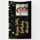 Birthday Foto Gold Stars Benutzerdefinierte Farbe Banner (Vertikal)