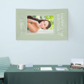 Birthday Foto Green Sage Script Girly Banner (Messeveranstaltung)