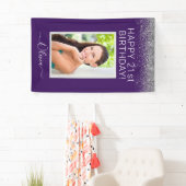 Birthday Foto Lila Silver Glitzer Girl Banner (Insitu)