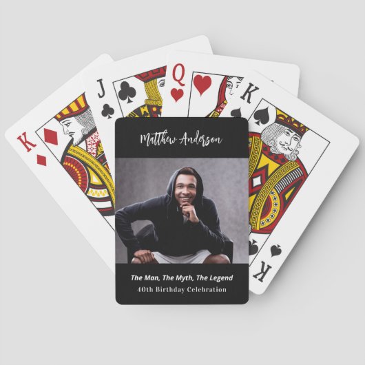 Birthday Foto man Mythos Legende Name Spaß Spielkarten (Rückseite)