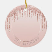 Birthday Foto Rosa Rosa Goldgold Glitzer Keramik Ornament (Vorne)