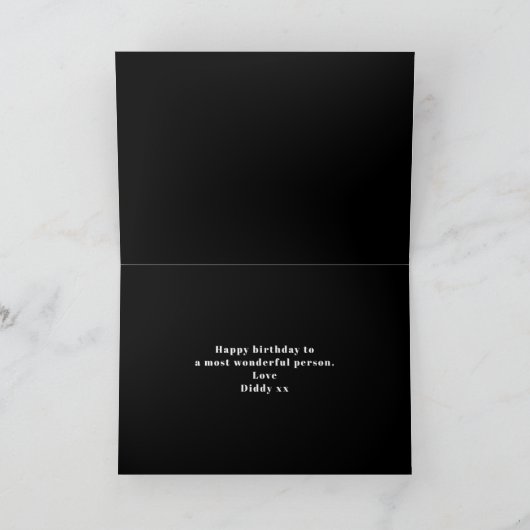 Birthday Foto Template Elegante Chic Black Gold Karte (Innenseite)