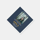 Birthday Foto Template Elegante Chic Gold Blue Serviette (Ecke)