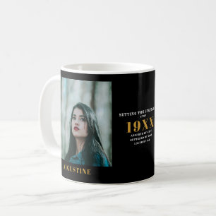 Birthday Foto Template Elegante Chic Gold Schwarz Kaffeetasse