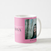 Birthday Foto Template Elegante Chic Pink Gray Kaffeetasse (VorderseiteRechts)