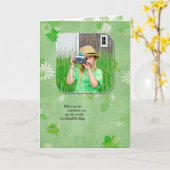 birthday Foto with daisy background Karte (Gelbe Blume)