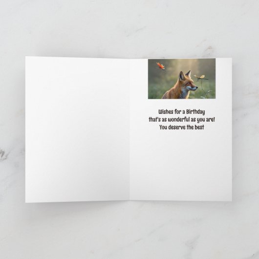 Birthday Fox Animal Nature Wildlife Art Karte (Innenseite)