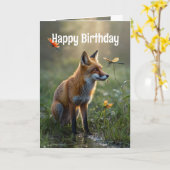 Birthday Fox Animal Nature Wildlife Art Karte (Gelbe Blume)
