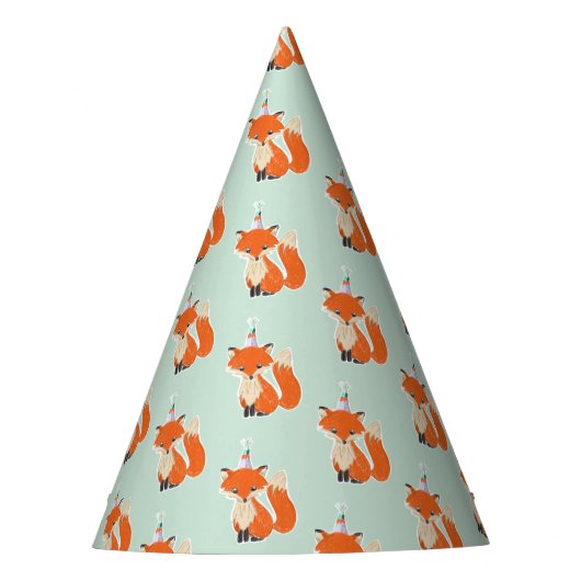 Birthday Fox in einem Party Partyhütchen (Vorderseite)