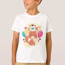 Birthday Fox Niedlich Party Balloons T-Shirt