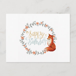 Birthday Fox Wreath Postkarte