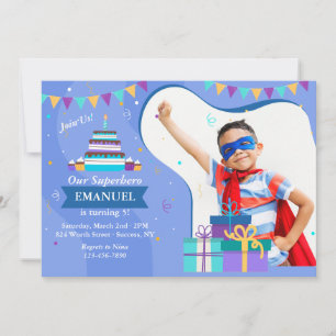 Birthday Frame Blue Foto Einladung
