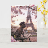 Birthday French Bulldog In Paris Karte (Gelbe Blume)