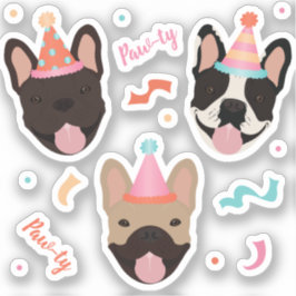 Birthday French Bulldogs Confetti Aufkleber