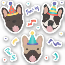 Birthday French Bulldogs Confetti Aufkleber