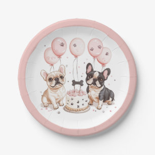 Birthday French Bulldogs Geburtstagstorte Pappteller