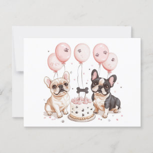 Birthday French Bulldogs Geburtstagstorte Postkarte