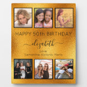 Birthday Friends Gold Foto Collage Fotoplatte (Vorderseite)
