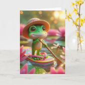 Birthday Frog auf einem Dreh Flop Karte (Gelbe Blume)