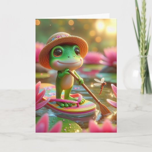 Birthday Frog auf einem Dreh Flop Karte (Vorderseite)