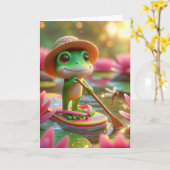 Birthday Frog auf einem Dreh Flop Karte (Gelbe Blume)