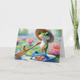 Birthday Frog Floating on a Dreh Flop Karte