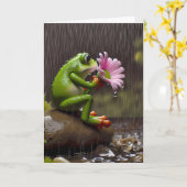 Birthday Frog Holding a Daisy Karte (Gelbe Blume)