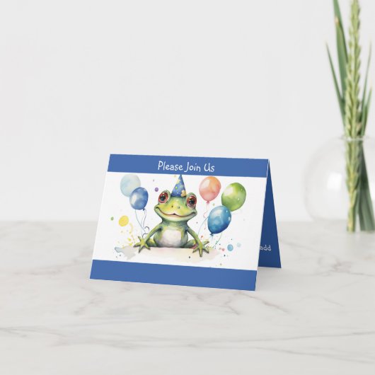 Birthday Frog mit Ballons Einladung (Vorderseite)