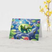 Birthday Frog Relaxen auf einem Lilienwagen Karte (Gelbe Blume)