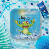Birthday Frog springt aus dem Wasser Pappteller (Party)