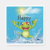 Birthday Frog springt aus dem Wasser Serviette (Vorderseite)
