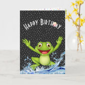 Birthday Frog springt unser Wasser Karte (Gelbe Blume)