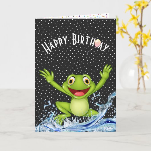 Birthday Frog springt unser Wasser Karte (Gelbe Blume)