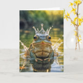 Birthday Frog Tragen einer Wasserschlauchkrone Karte (Gelbe Blume)