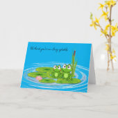 Birthday Frogs auf einem Lily Pad Karte (Gelbe Blume)