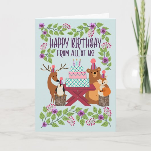Birthday From All Woodland Animals Karte (Vorderseite)