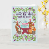 Birthday From All Woodland Animals Karte (Gelbe Blume)