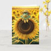 Birthday Frosch auf einer gelben Sonnenblume Karte (Gelbe Blume)