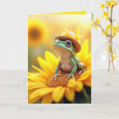 Birthday Frosch auf einer Sonnenblume Karte (Gelbe Blume)