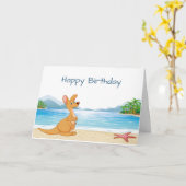 Birthday Fun Australia Kangaroo am Strand Karte (Gelbe Blume)