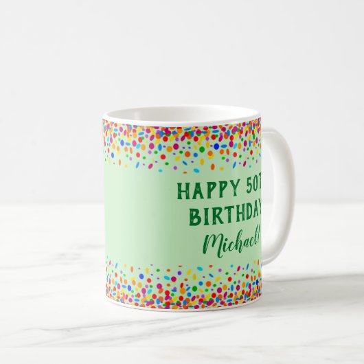 Birthday Fun Colorful Confetti Kaffeetasse (VorderseiteRechts)