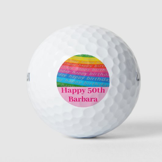 Birthday Fun Colorful Rainbow Golfball (Vorderseite)