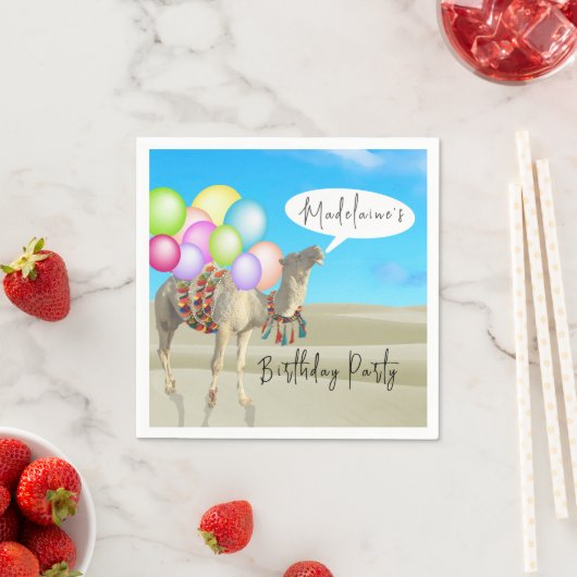 Birthday Fun Desert Camel Balloons farbenfroh Serviette (Beispiel)
